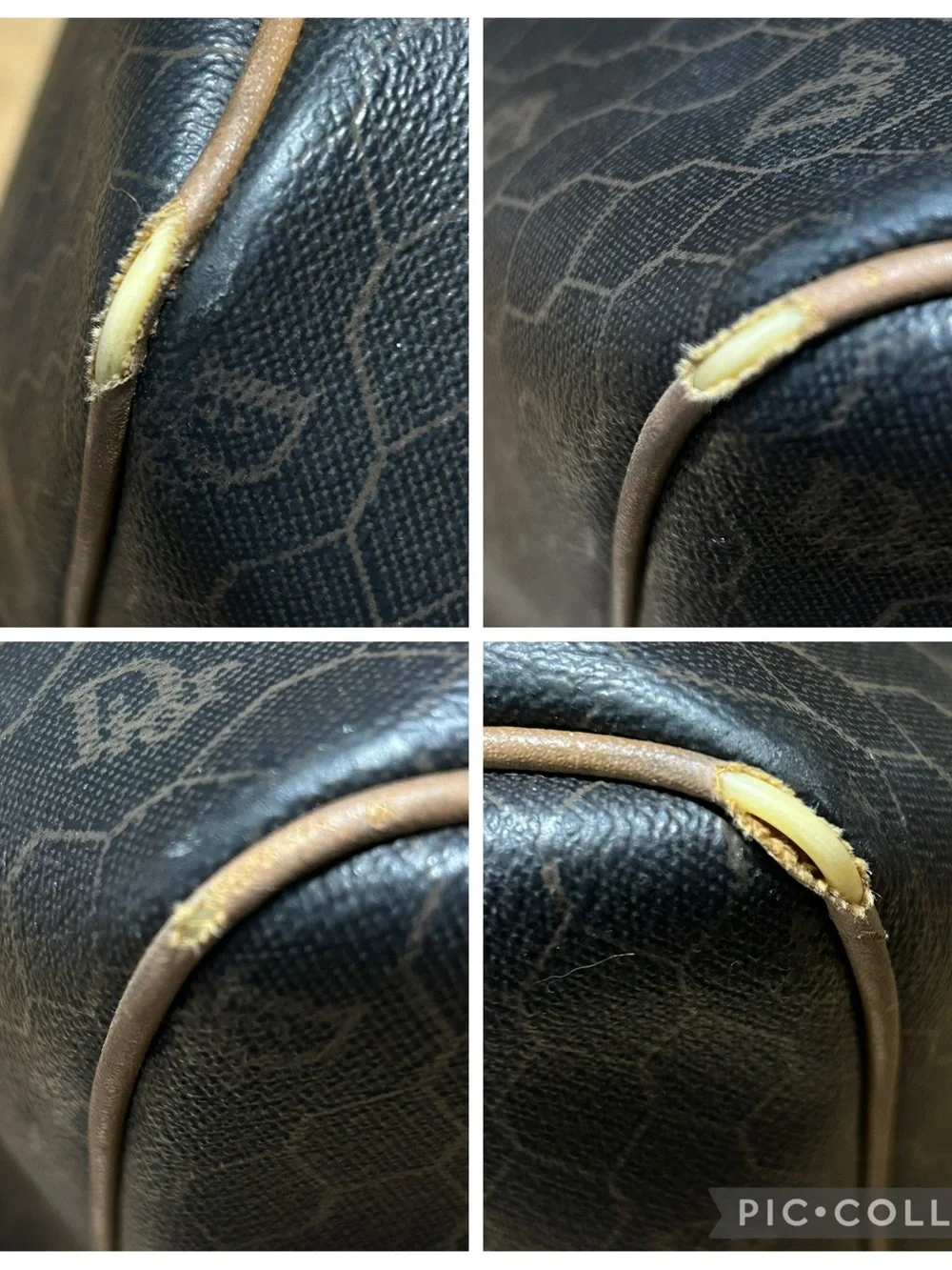 Vintage Christian Dior Black X Brown Monogram Trotter Honeycomb Boston Duffle - Picture 13 of 16
